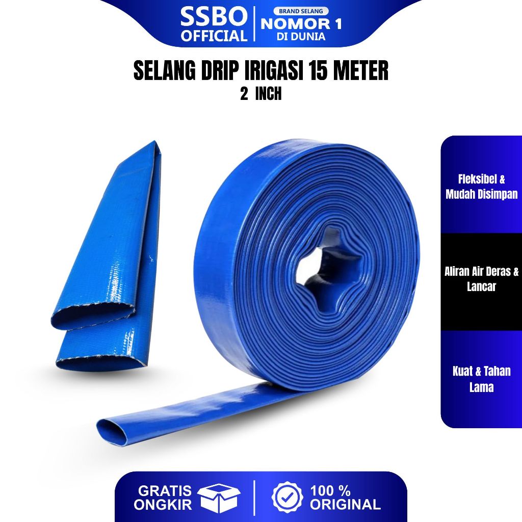 SSBO SELANG DRIP IRIGASI SELANG 2 INCH 15 METER SELANG PENGAIRAN TAMAN PERKEBUNAN TEBALCOD
