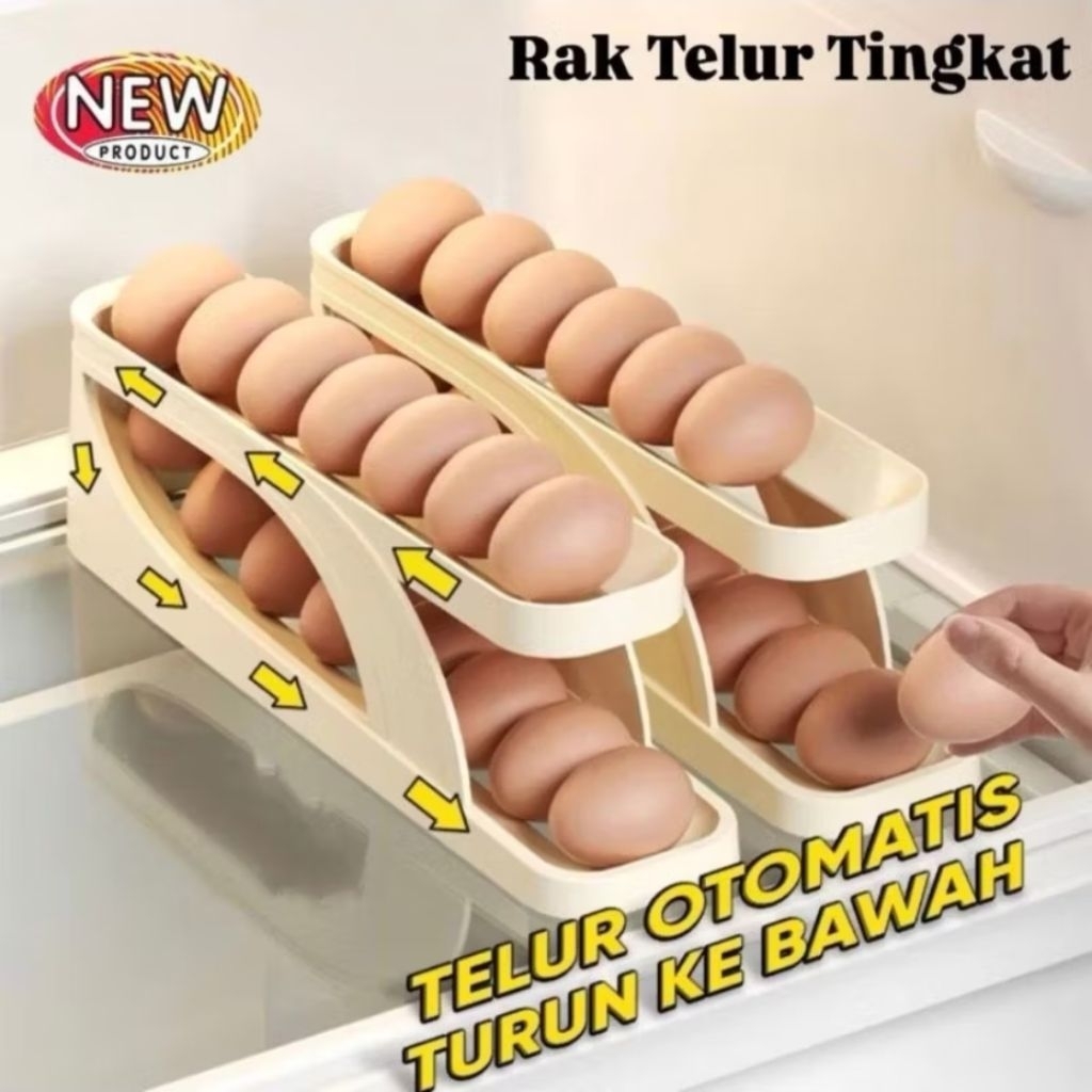 Jual Tempat Telur Otomatis Rak Telur Tingkat Rak Simpan Telur Kulkas ...