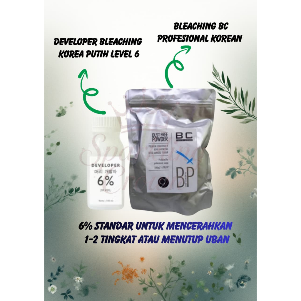 Jual Developer + Bleaching Rambut Korea BC Level 6% 9% 12% kemasan 50gr ...