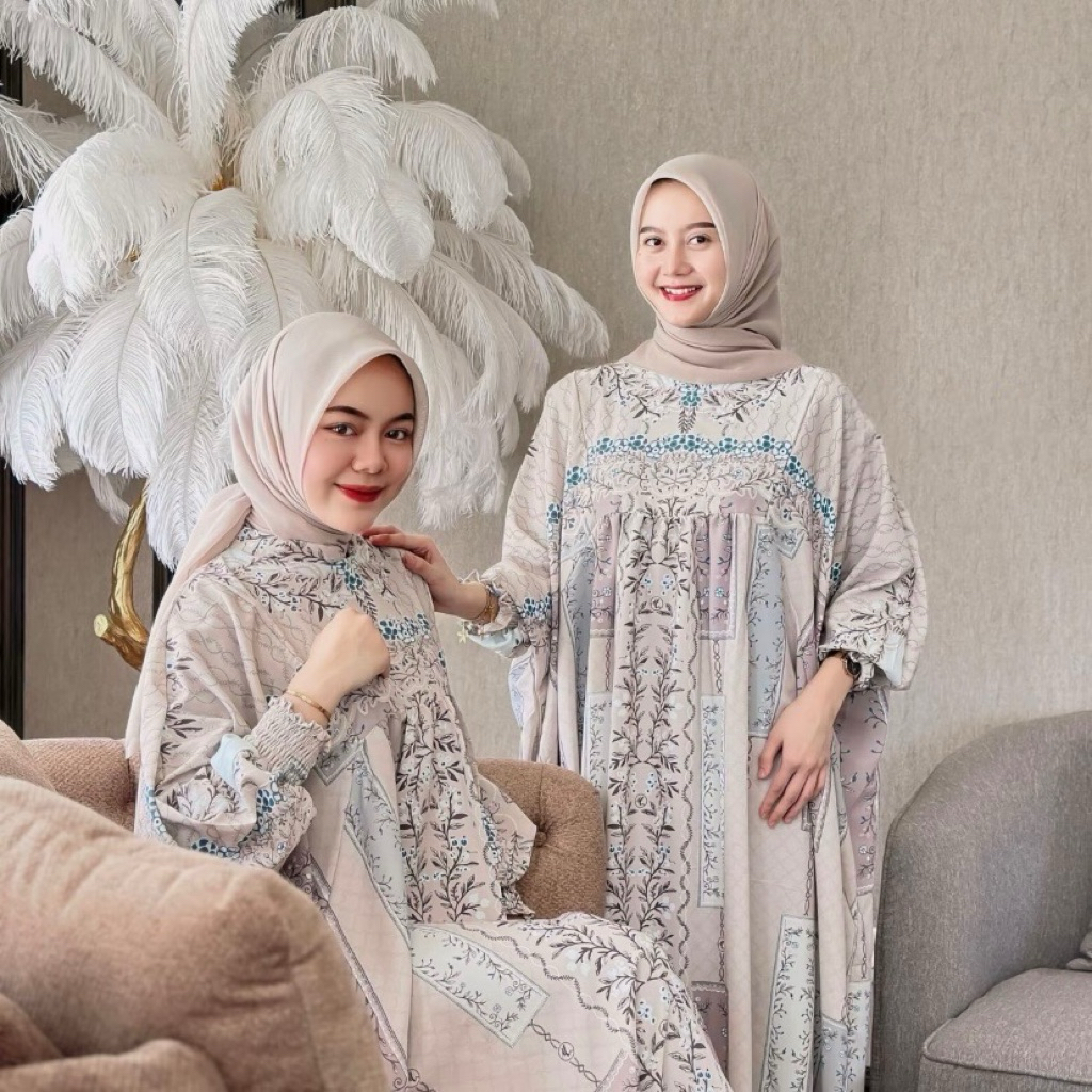 Jual Atirah abaya kaftan dress bahan barbara motif cantik nyaman elegan ...