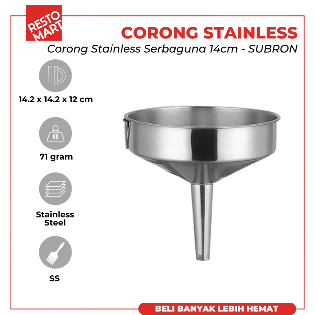 Jual Funnel / Corong Stainless Panjang 14.2 cm SUBRON Stainless ...