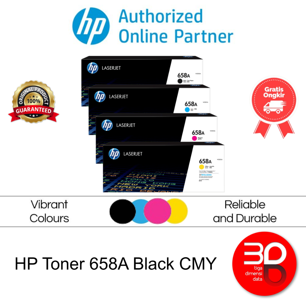 HP Toner 658A Black Cyan Magenta Yellow LaserJet Cartridge Original [W2000A W2001A W2002A W2003A]