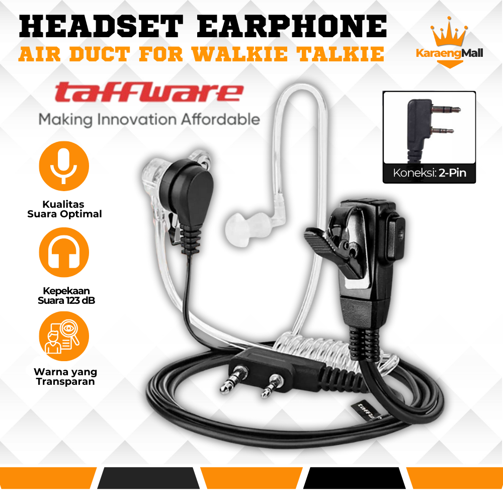 Jual KaraengMall Taffware Headset HT Earphone Transparan Air Duct 2 Pin ...