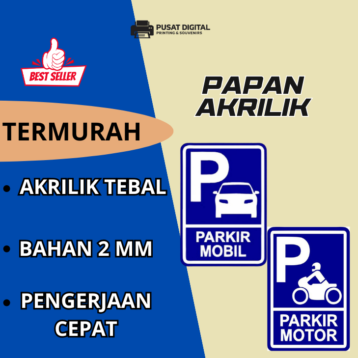 Jual Papan Akrilik Parkir - Sign Akrilik Parkir Motor 14,5 x 20 cm ...