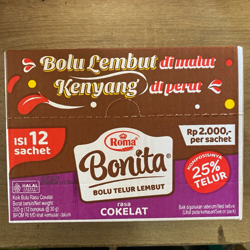 Jual 1BOX ROTI BOLU ROMA BONITA COKELAT | KEJU | PANDAN 12pcs | Shopee ...