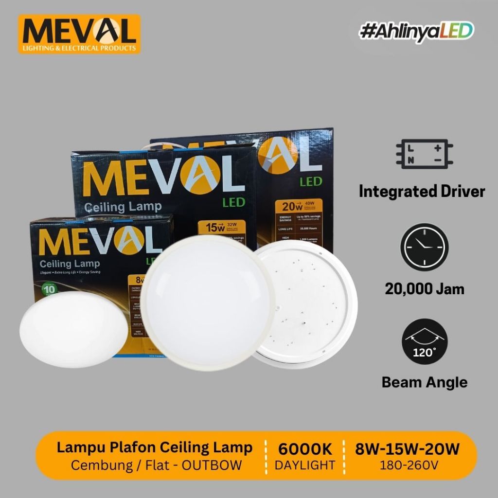 Jual MEVAL Lampu Plafon LED Ceiling Lamp Cahaya Putih 6000K - 8W/15W ...
