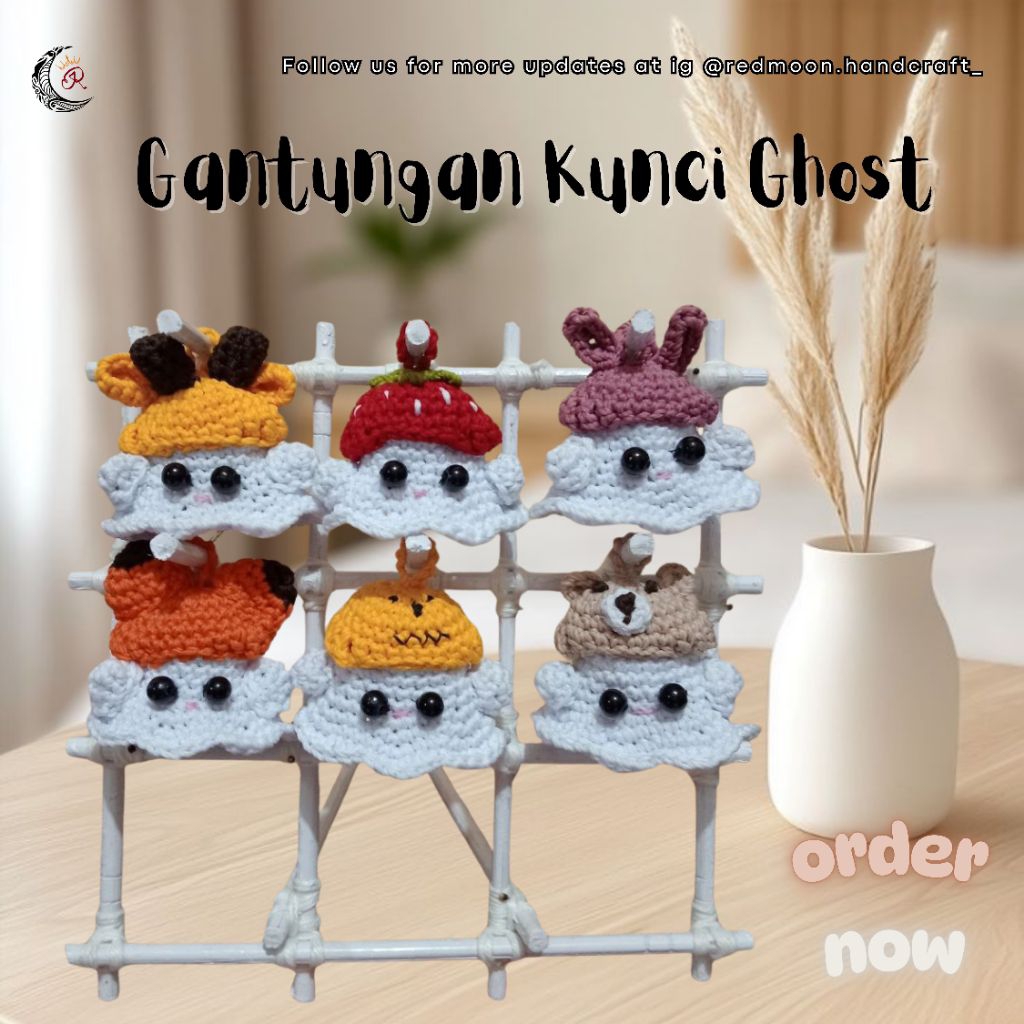 Jual Gantungan Kunci Rajutan Hantu Karakter | Amigurumi/Crochet ...