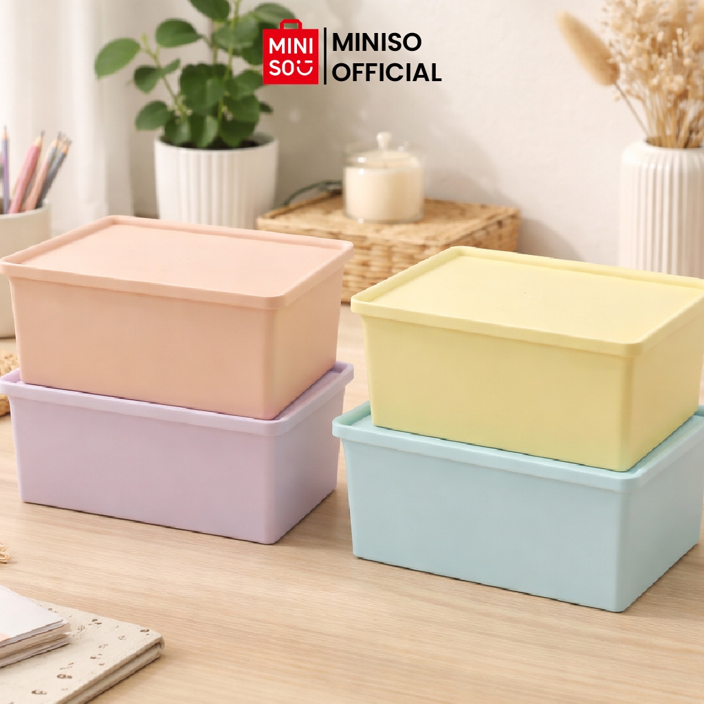 Jual MINISO Macaron Series Desktop Storage Organizer with Lid Size S ...