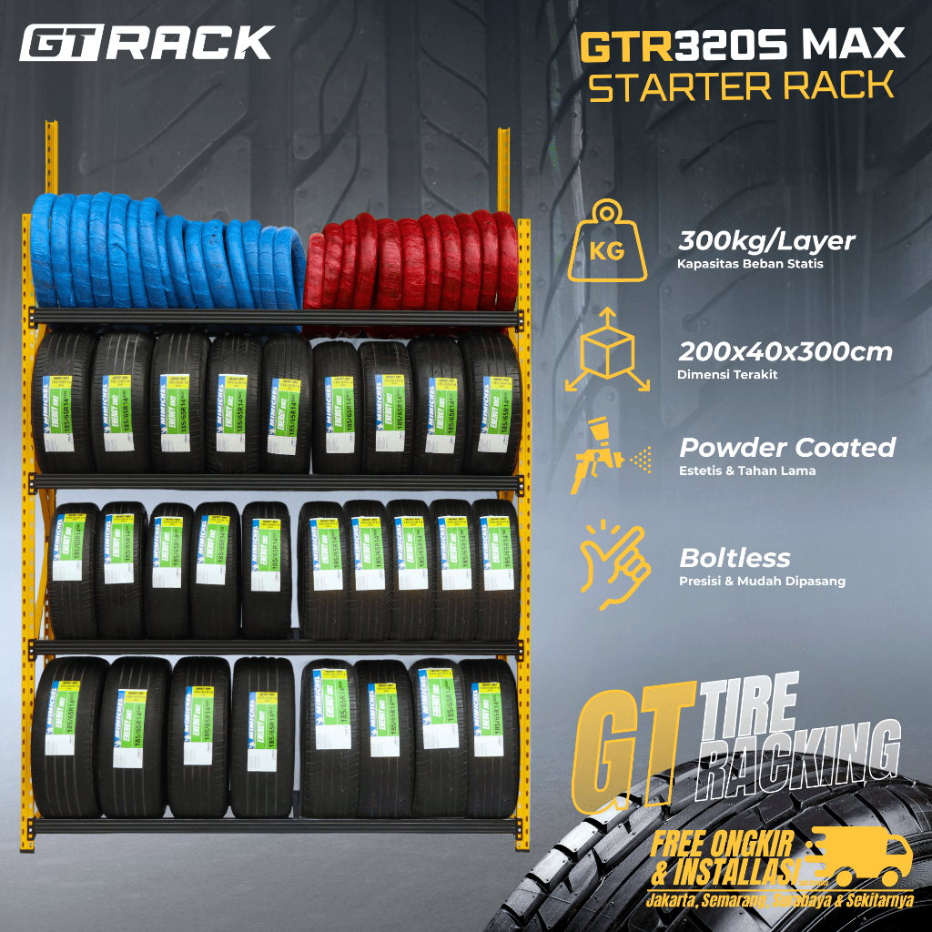 Jual RAK BAN MOTOR MOBIL GT RACK GTR320 MAX TIRE RACK 4 SUSUN. RACK ...