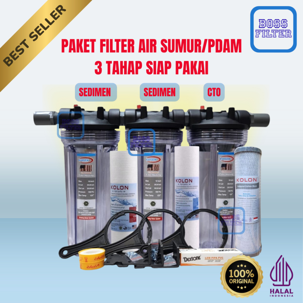 Jual PAKET FILTER AIR SUMUR/PDAM 3 TAHAP PENYARINGAN / HOUSING FILTER ...