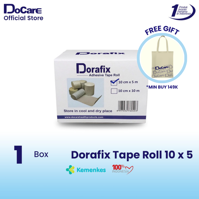Jual Dorafix Adhesive Tape Roll 10 cm x 5 m ( 1 Box / 1 Roll ) Plester ...