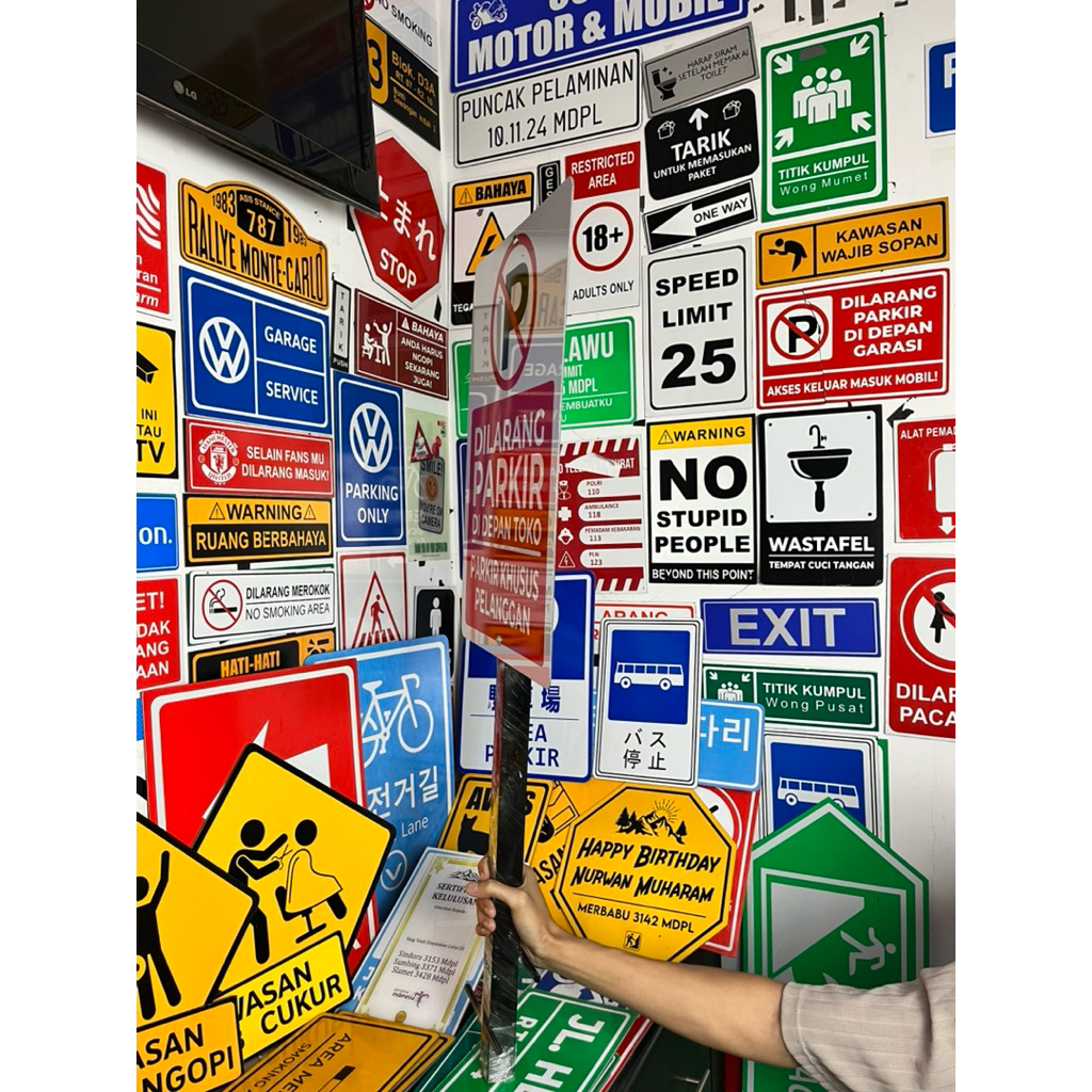 Jual HG - SIGN DILARANG PARKIR DI DEPAN TOKO 35 X 50 CM + TIANG TANAM ...
