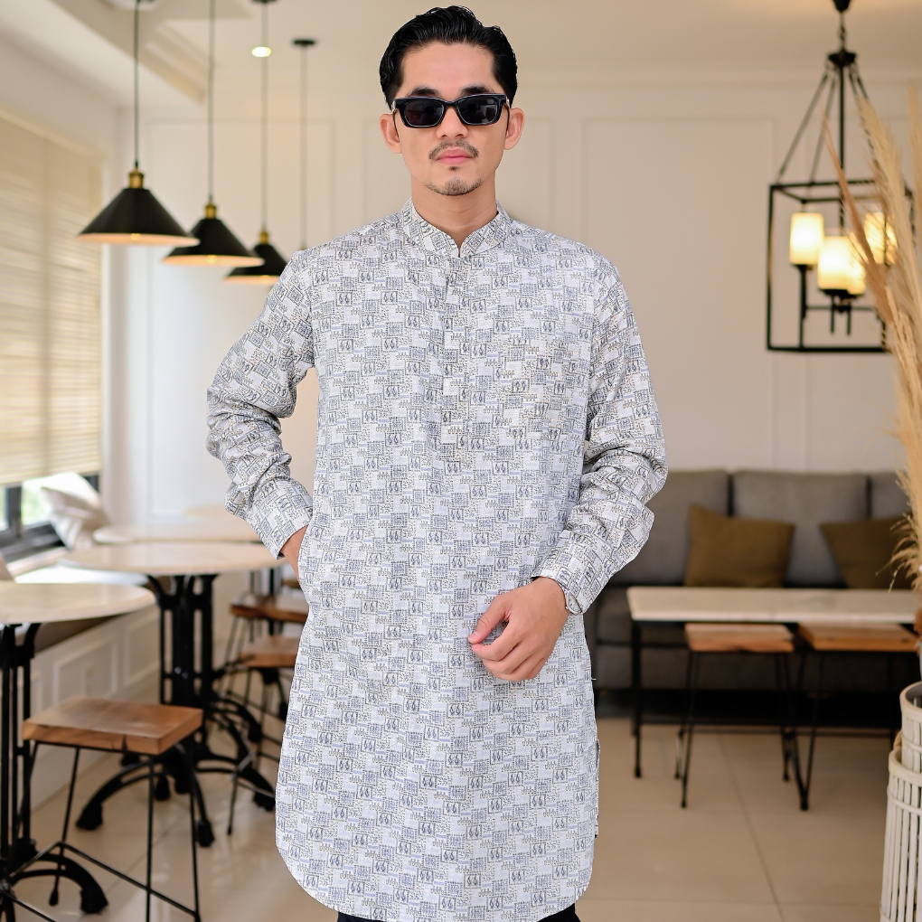 Baju Koko Pria Model Pakistan Full Motif Exclusive Katun 60s Premium
