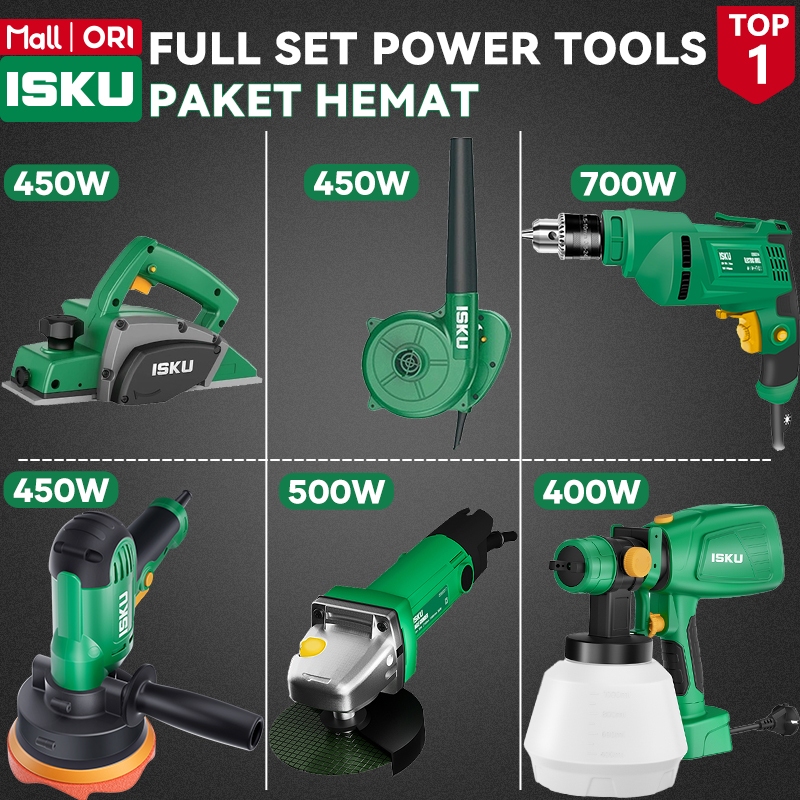 Jual ISKU Paket Combo Power Tools Mesin Bor Listrik 10mm Gerinda Tangan ...
