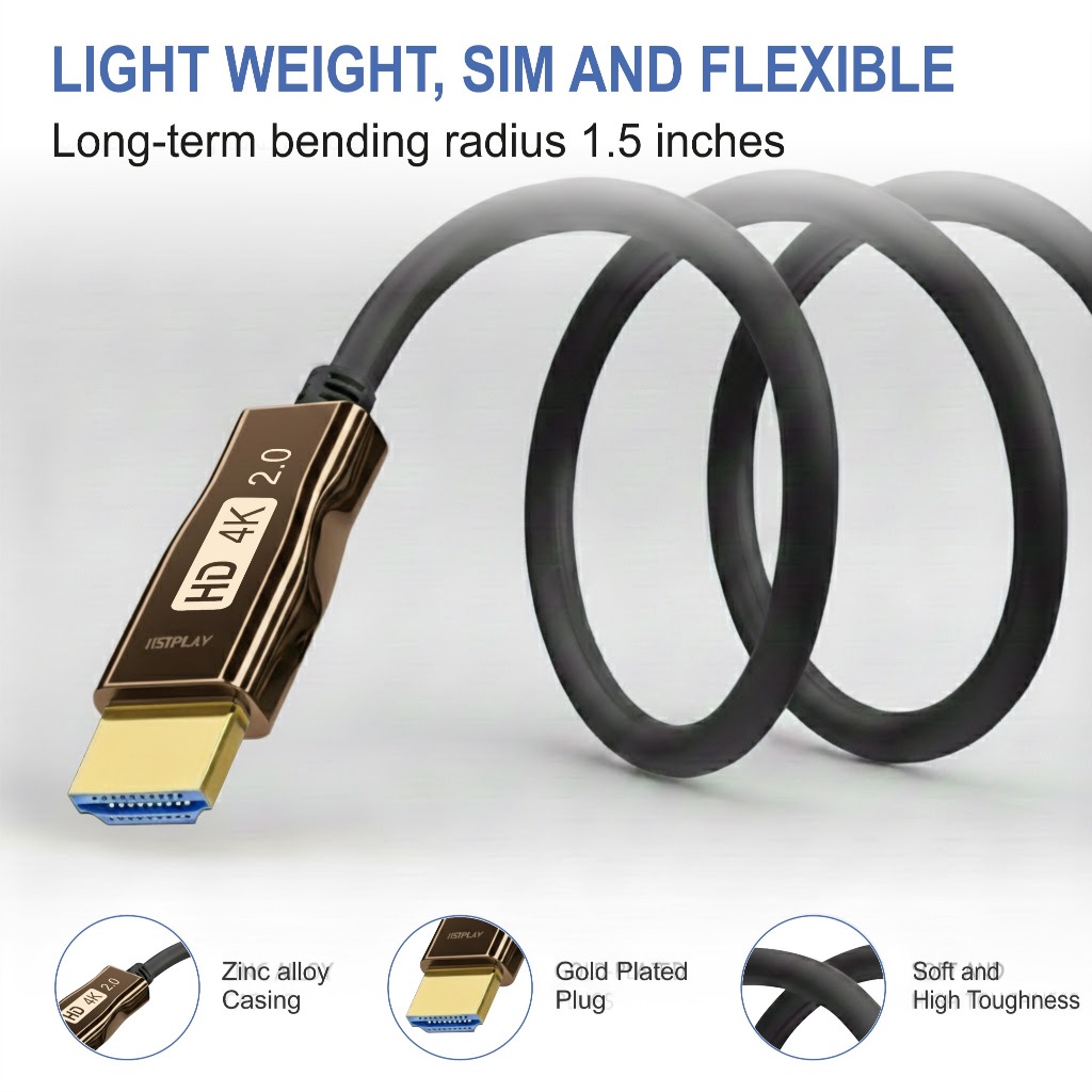 Jual Tensincom Kabel HDMI Fiber Optic 10-100 Meter v2.0 – Support 4K ...