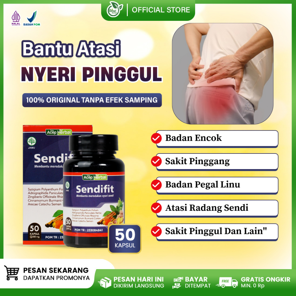 Obat Nyeri Pinggul, Encok, Sakit Pinggang, Pegal Linu, Radang Sendi, Obat Sendi Sendifit Kapsul