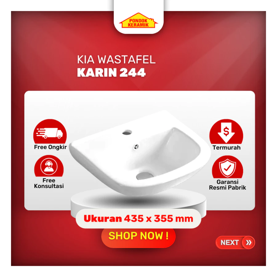 Wastafel  Gantung KIA Karin 244 Keramik Wash Basin Bak Cuci Tangan Kamar Mandi Wall Hung