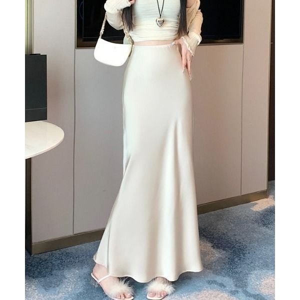 Jual Lev Skirt rok satin silk premium-rok skirt-satin long skirt-rok A ...