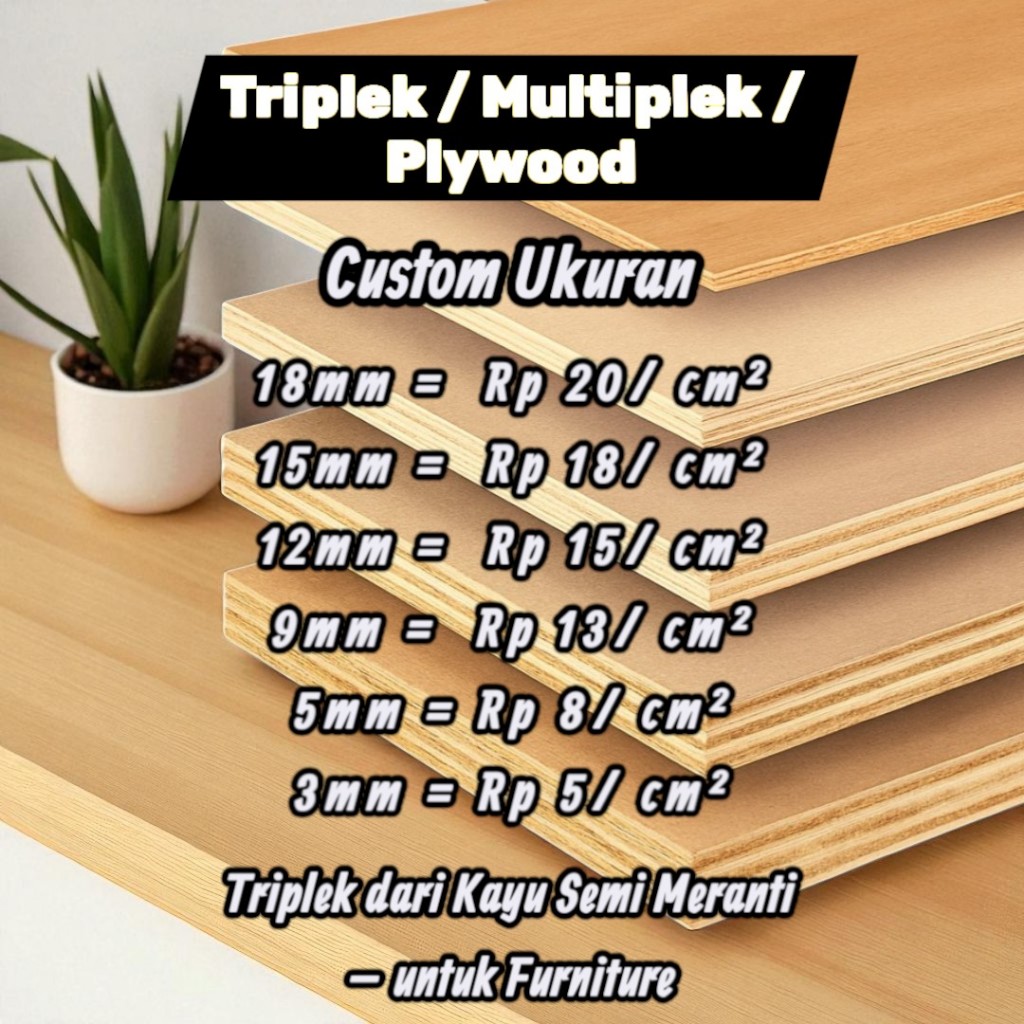 Jual Triplek Semi Meranti - Custom Ukuran - (Multiplek / Plywood ...
