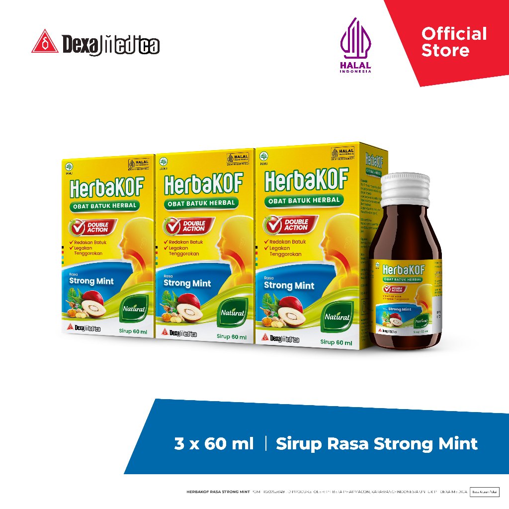 Jual Herbakof Obat Batuk Strong Mint Botol 60 ml | Triple Pack | Sirup ...