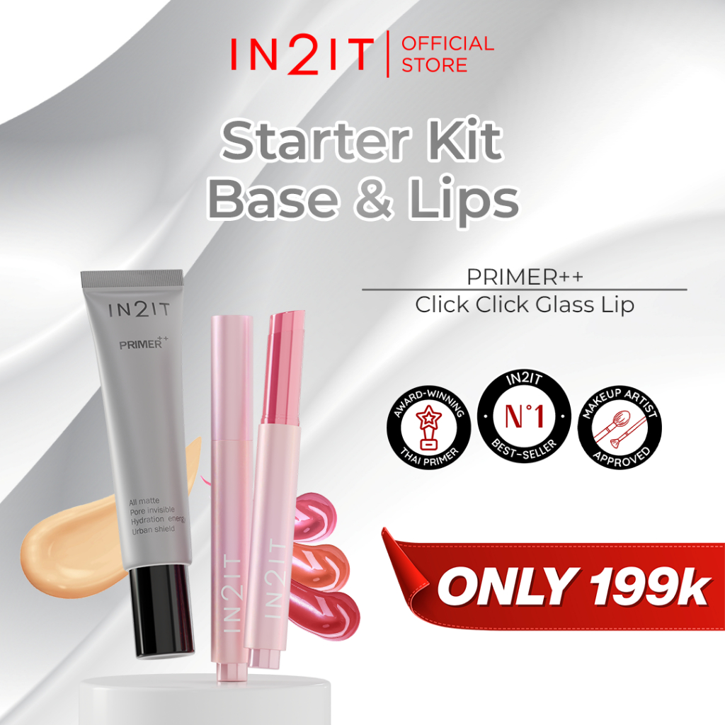 Jual IN2IT Starter Kit Base & Lips | Primer++ & Click Click Glass Lip ...