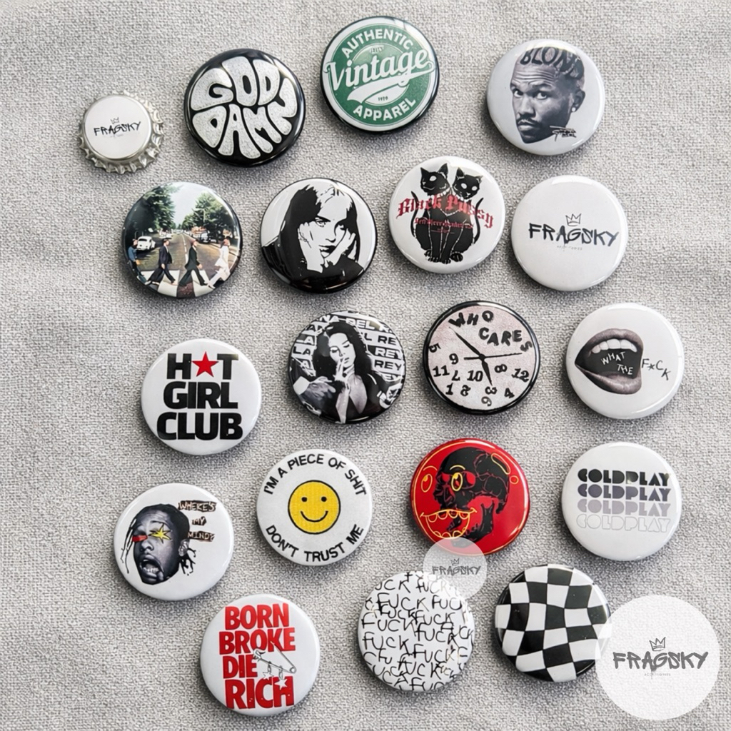 Jual [FRAGSKY] Pin Button Bros BLACK Y2K Ukuran 44mm Gambar Aesthetic ...