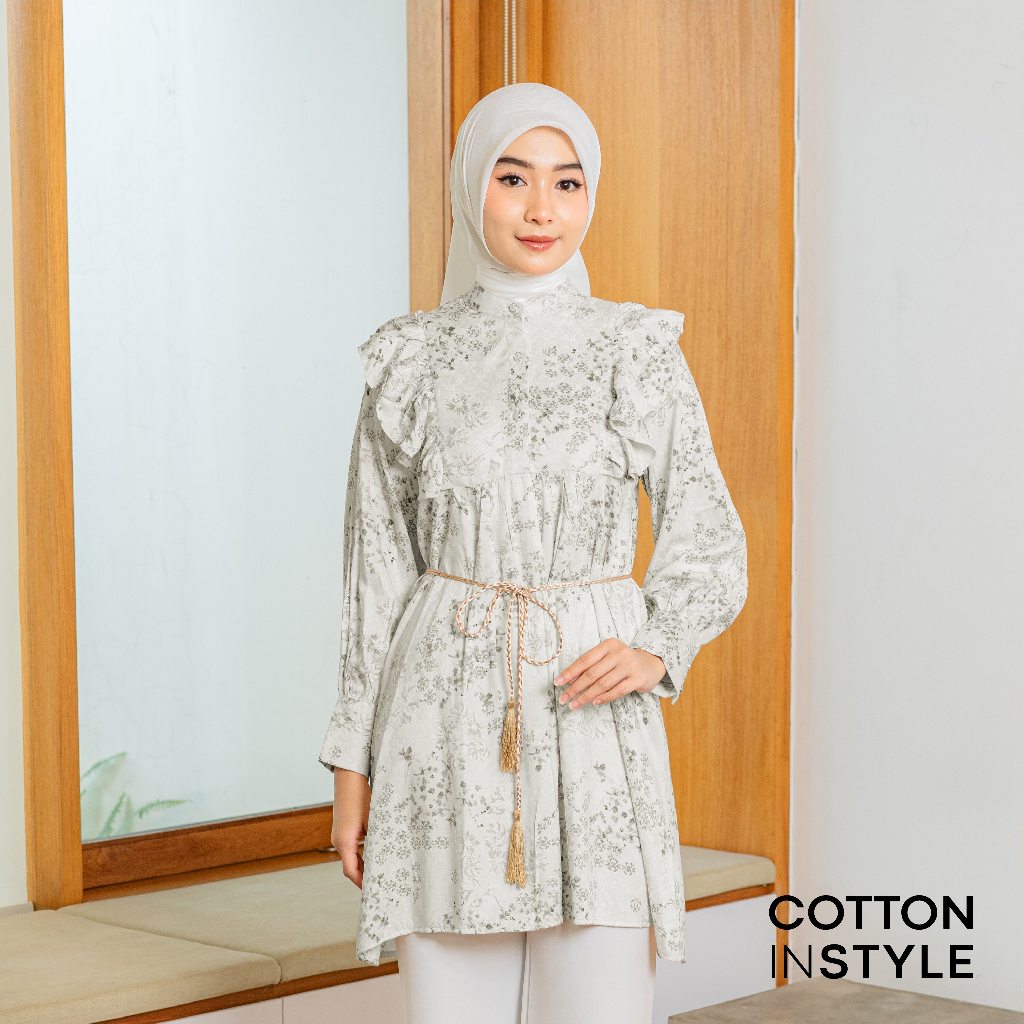 Cotton Instyle - Jasmin Tunik Kemeja Celana Kulot Wanita One Set