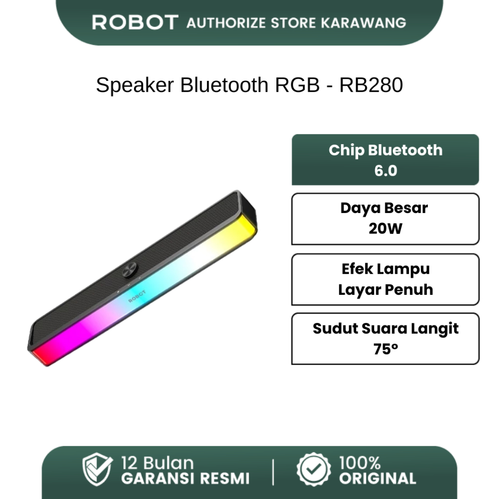 Jual ROBOT Speaker Bluetooth Soundbar Computer TV 20W RGB Light Full ...