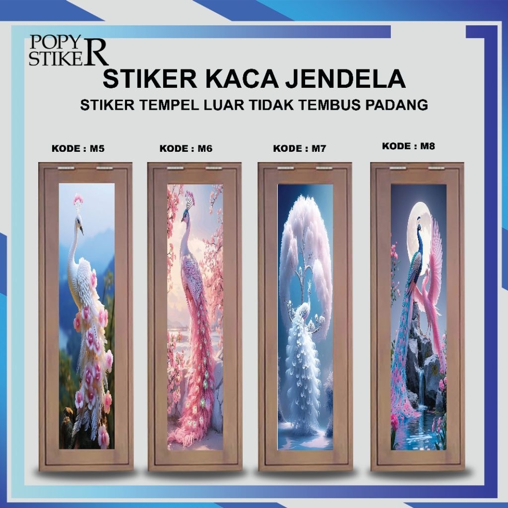 Jual STIKER KACA JENDELA TEMPEL LUAR MOTIF MERAK ELEGAN / TIDAK TEMBUS ...