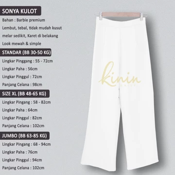 Sonya Kulot By Kinin Daily Celana Kerja Model Slimfit Bahan Tebal Premium