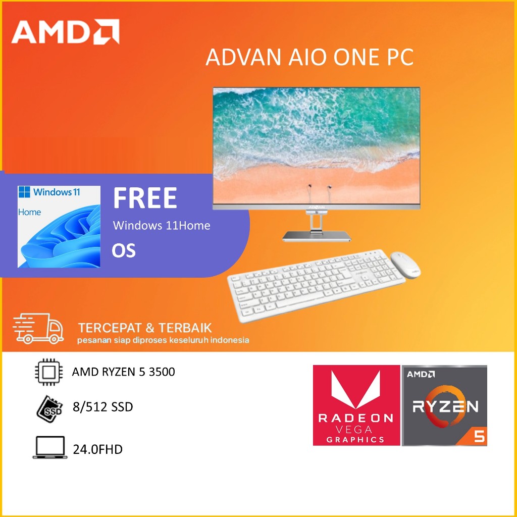 Jual ADVAN AIO ONE PC - AMD RYZEN 5 3500 8GB 512GB W11 24.0FHD 99 SRGB ...