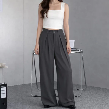 Celana Kulot Wanita High Waist Premium Hitam Kerja Kantor Formal Casual Bahan Tebal Jatuh Elegan