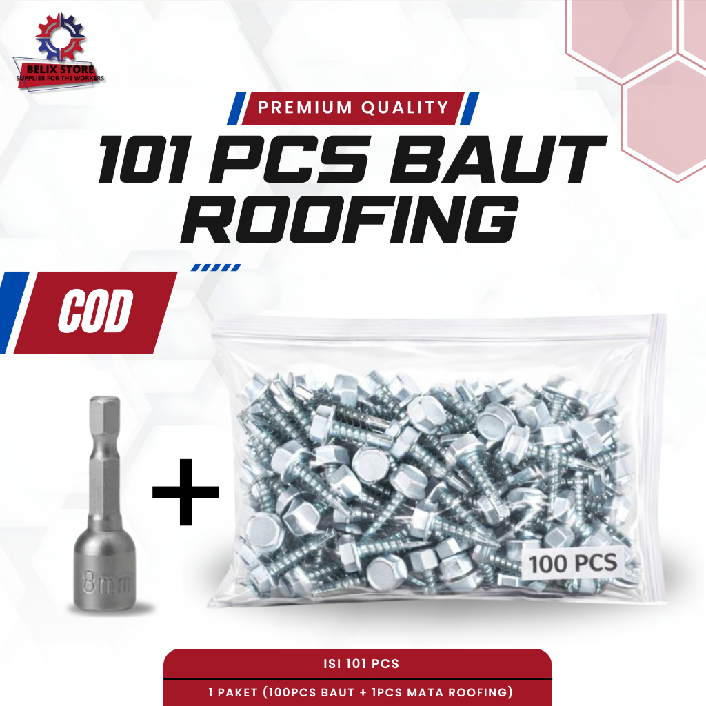 Jual Baut Baja Ringan Roofing 1 Pack [ 100 Pcs ] Ukuran 10 x 16mm ...