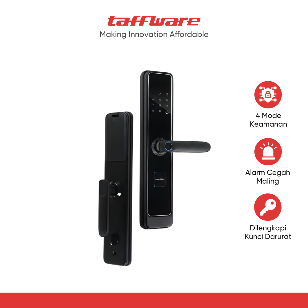 TaffHOME Smart Door Lock Fingerprint Password Key Card Alarm - K13-1-J