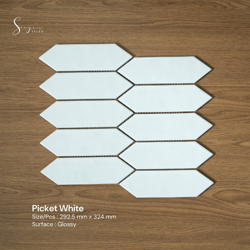 Jual Singres Tiles - White Picket Mosaic Tiles | Shopee Indonesia
