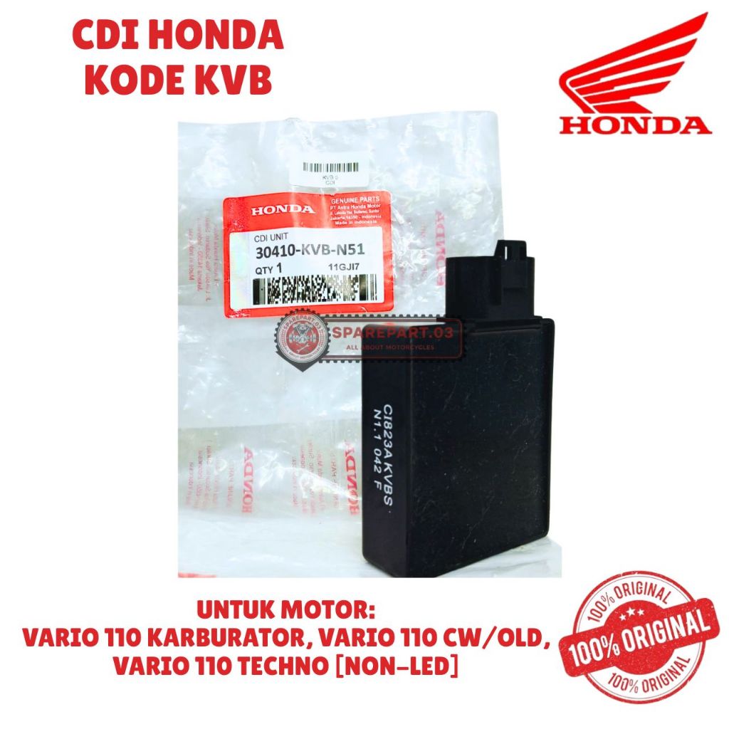 Jual CDI ORIGINAL HONDA KODE KVB, VARIO 110 KARBURATOR, VARIO 110 CW ...