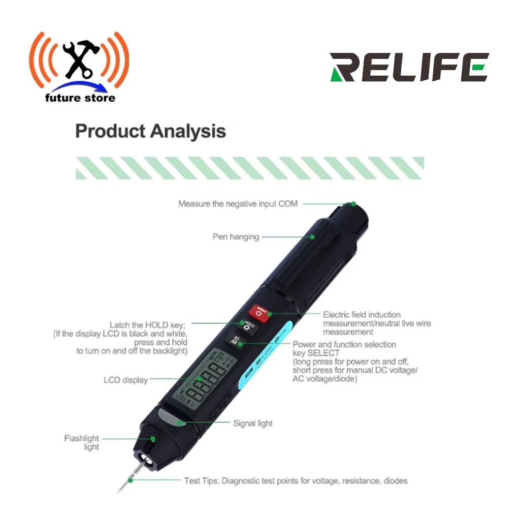 Jual RELIFE DT-02 MULTIMETER SMART PEN - MULTIMETER DIGITAL BENTUK PENA ...