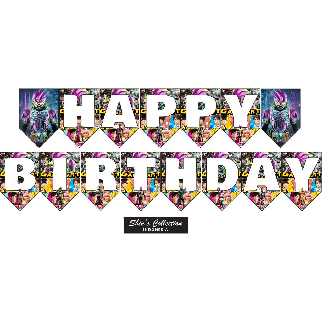 Jual Banner bunting flag happy birthday ulangtahun Kamen rider Ex aid ...