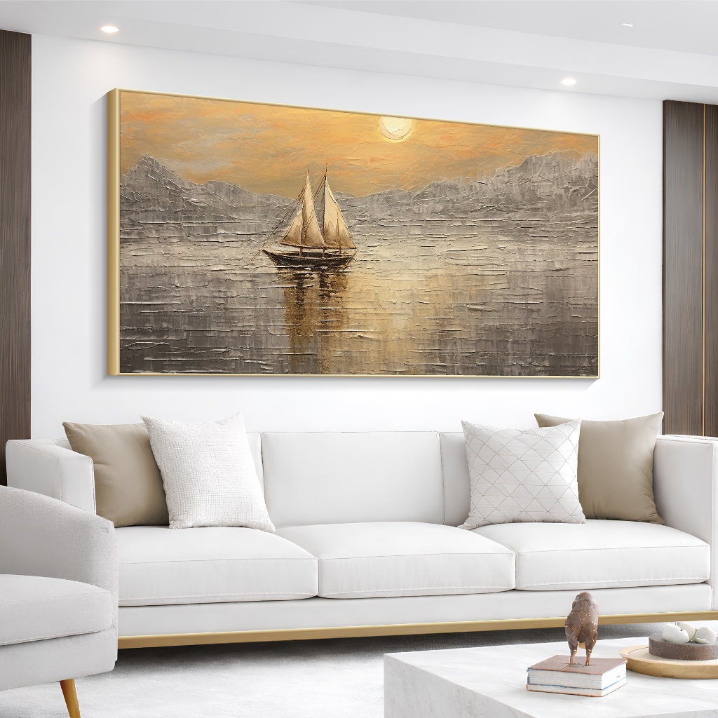 DVliving Hiasan Dinding Ruang Tamu Minimalis 120x60cm 80x40cm 60x30cm Kanvas + Bingkai - Lukisan Pemandangan Alam Modern | Lukisan Aesthetic | Lukisan Kanvas Besar | Pajangan Rumah | Dekorasi Rumah | Hiasan Dinding Kamar Tidur | Hiasan Dinding Aesthetic