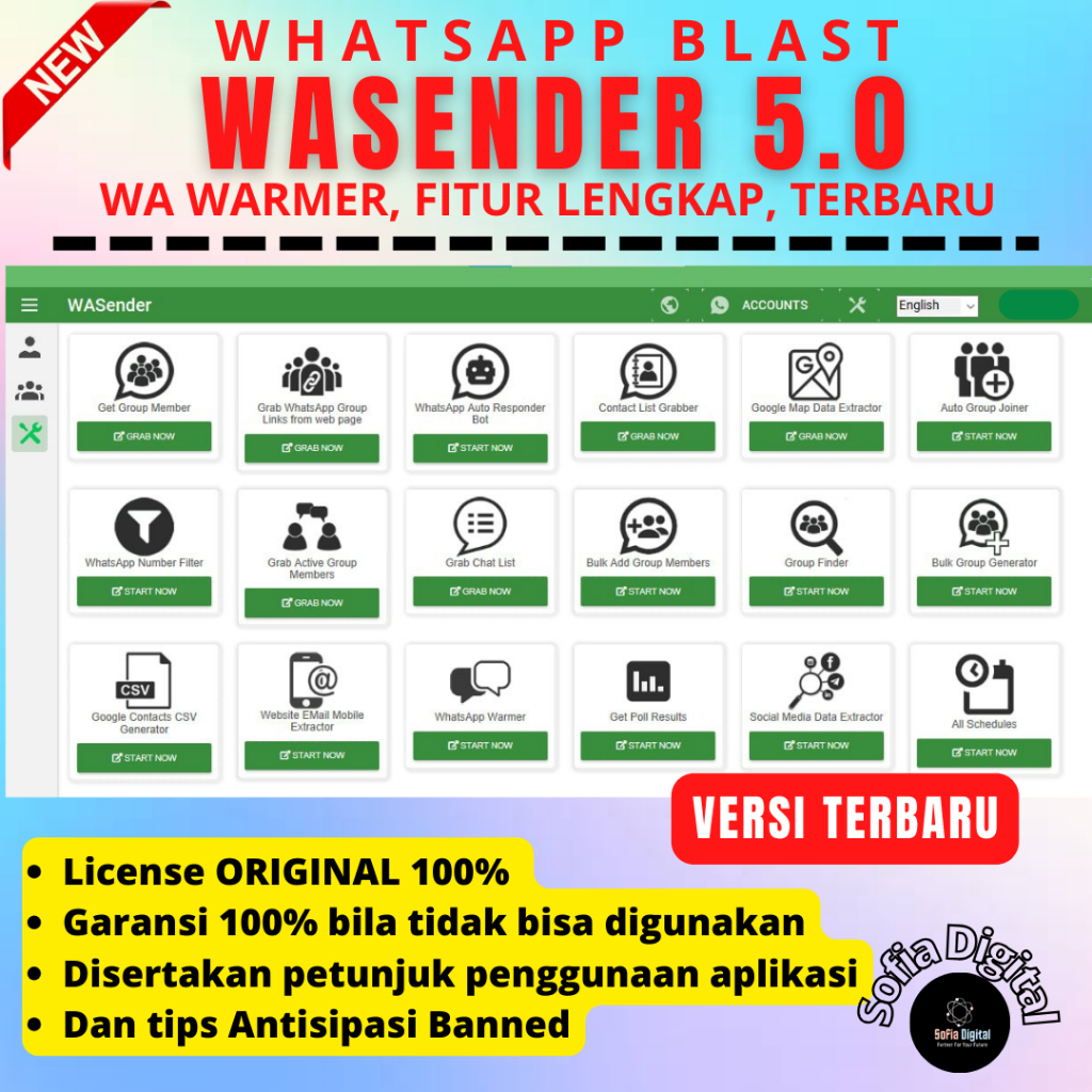 Jual WA Blaster Sender Pro versi 5 (ORIGINAL) Terbaru WaSender 2026 ...