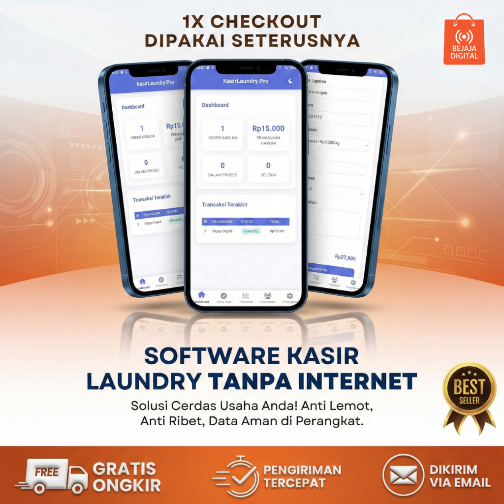 Software Aplikasi Kasir Laundry Bisa Digunakan Tanpa Internet | Cocok untuk UMKM dan Usaha Rumahan