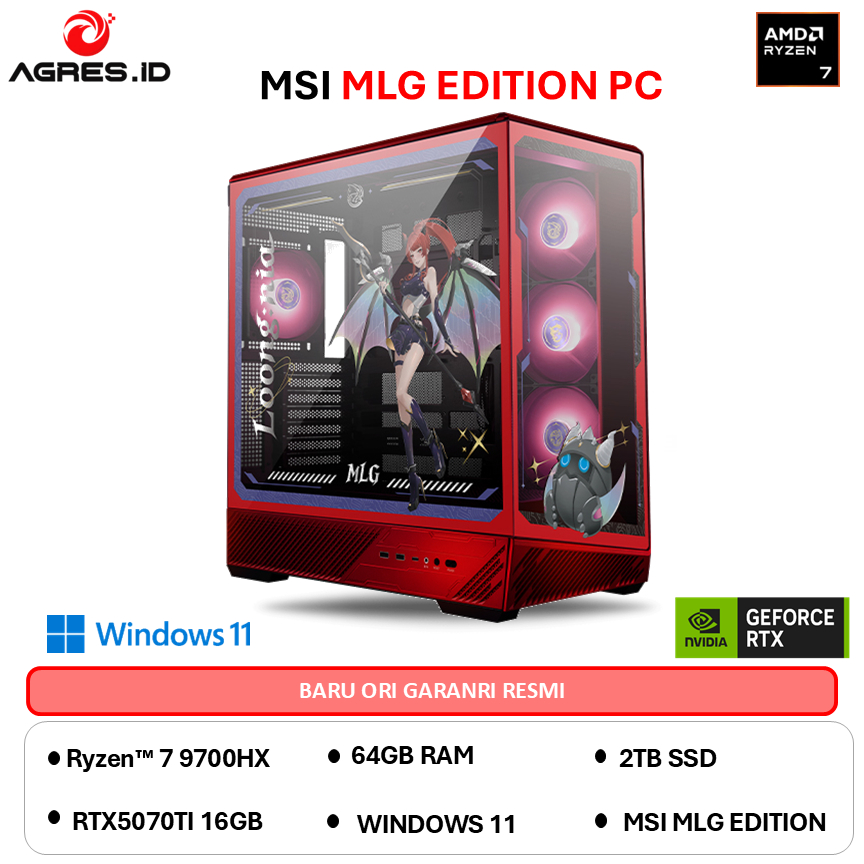 MSI MLG EDITION PC AMD RYZEN 7 9700X RTX 5070 TI 16GB - RAM 64GB 2TB - RAKITAN PC GAMING