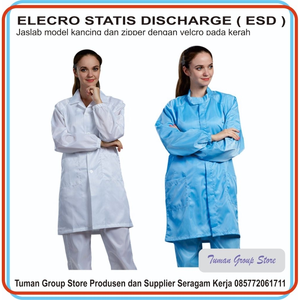Jual Jaslab smoke antistatic esd cleanroom Zipper Velcro | Shopee Indonesia