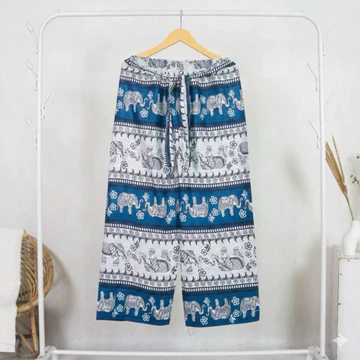 Celana Panjang Kulot High Waist Motif Gajah Unisex Rayon Premium Adem Nyaman Pinggang Karet