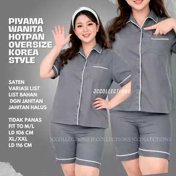 Piyama Wanita Jumbo Satin Hotpan 2XL Piyama Hotpan Big Size JCCollections