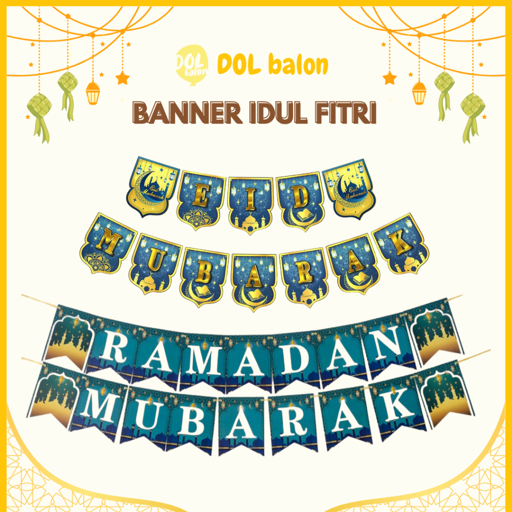 BANNER IDUL FITRI DEKORASI HARI RAYA LEBARAN MARHABAN YA RAMADHAN