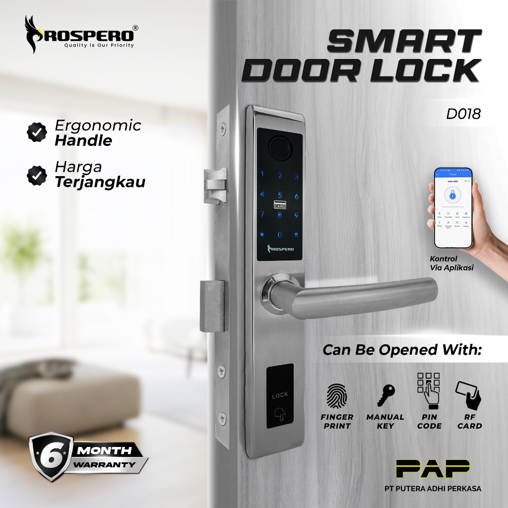 Jual Prospero Smart Lock Kunci Pintu Digital Otomatis Fitur Finger