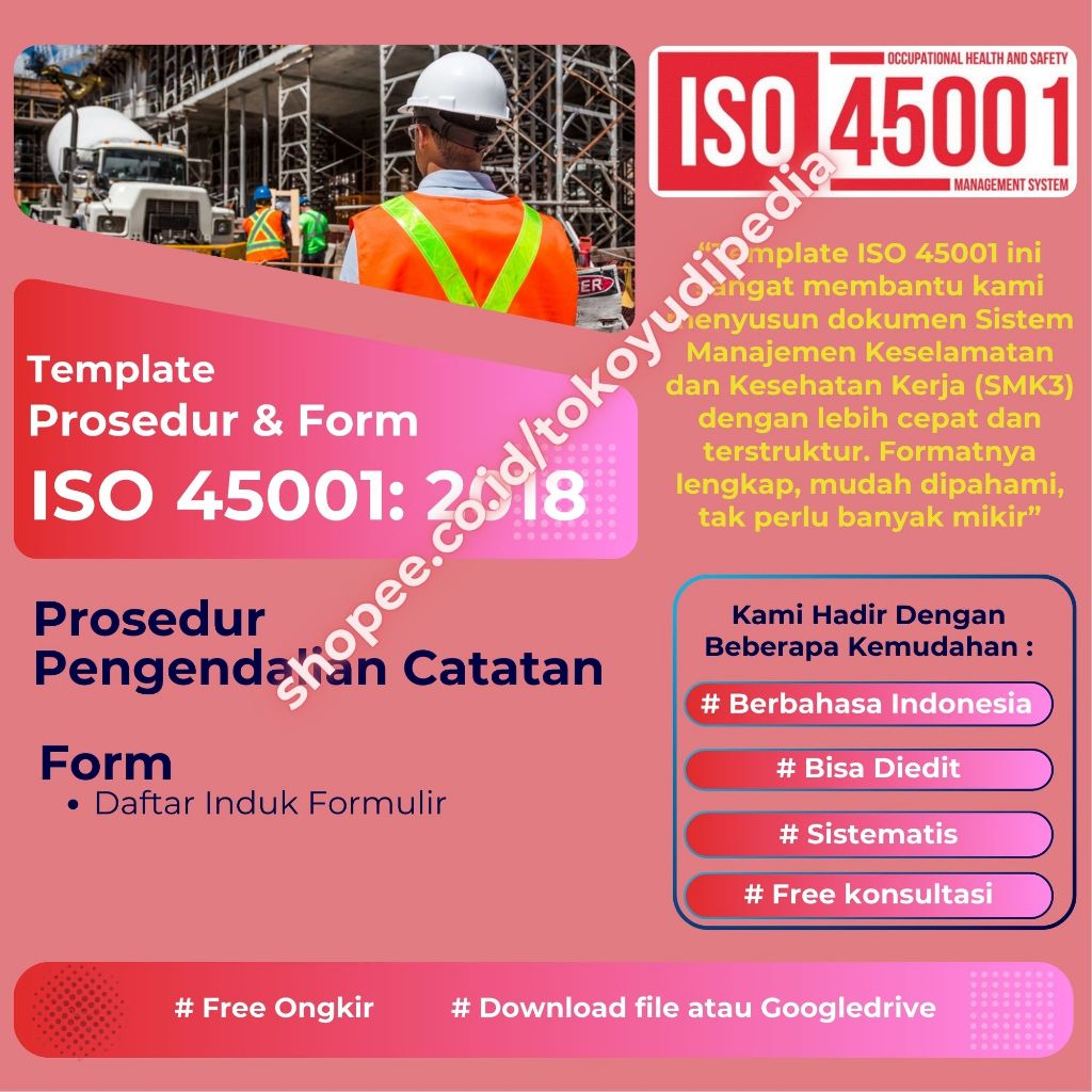Jual ISO 45001:2018 Template Prosedur dan Form Pengendalian Catatan ...