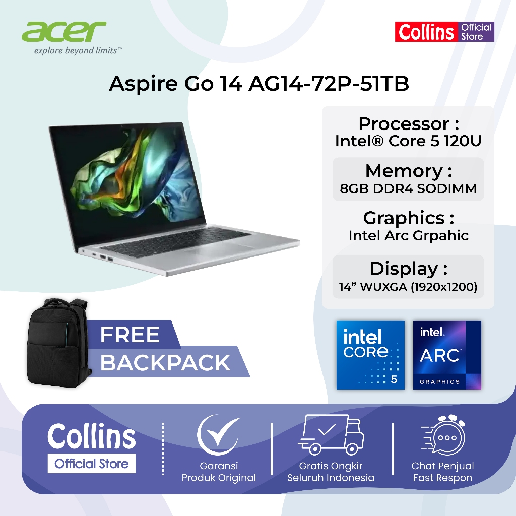 Jual Acer Aspire Go 14 AG14-72P-51TB Intel Core 5 120U 8GB 1TB Windows ...