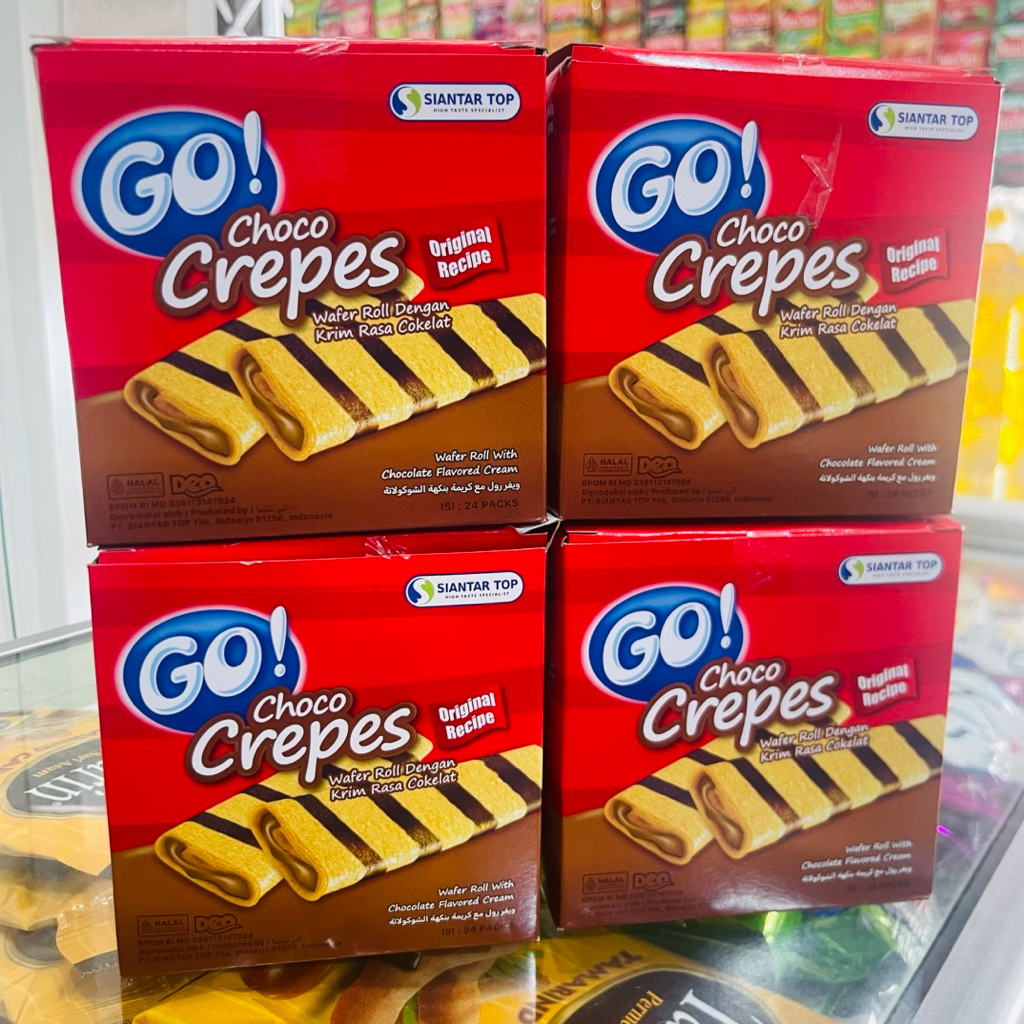 Jual GO CHOCO CREPES WAFER ROLL KRIM RASA COKLAT SIANTAR TOP | Shopee ...